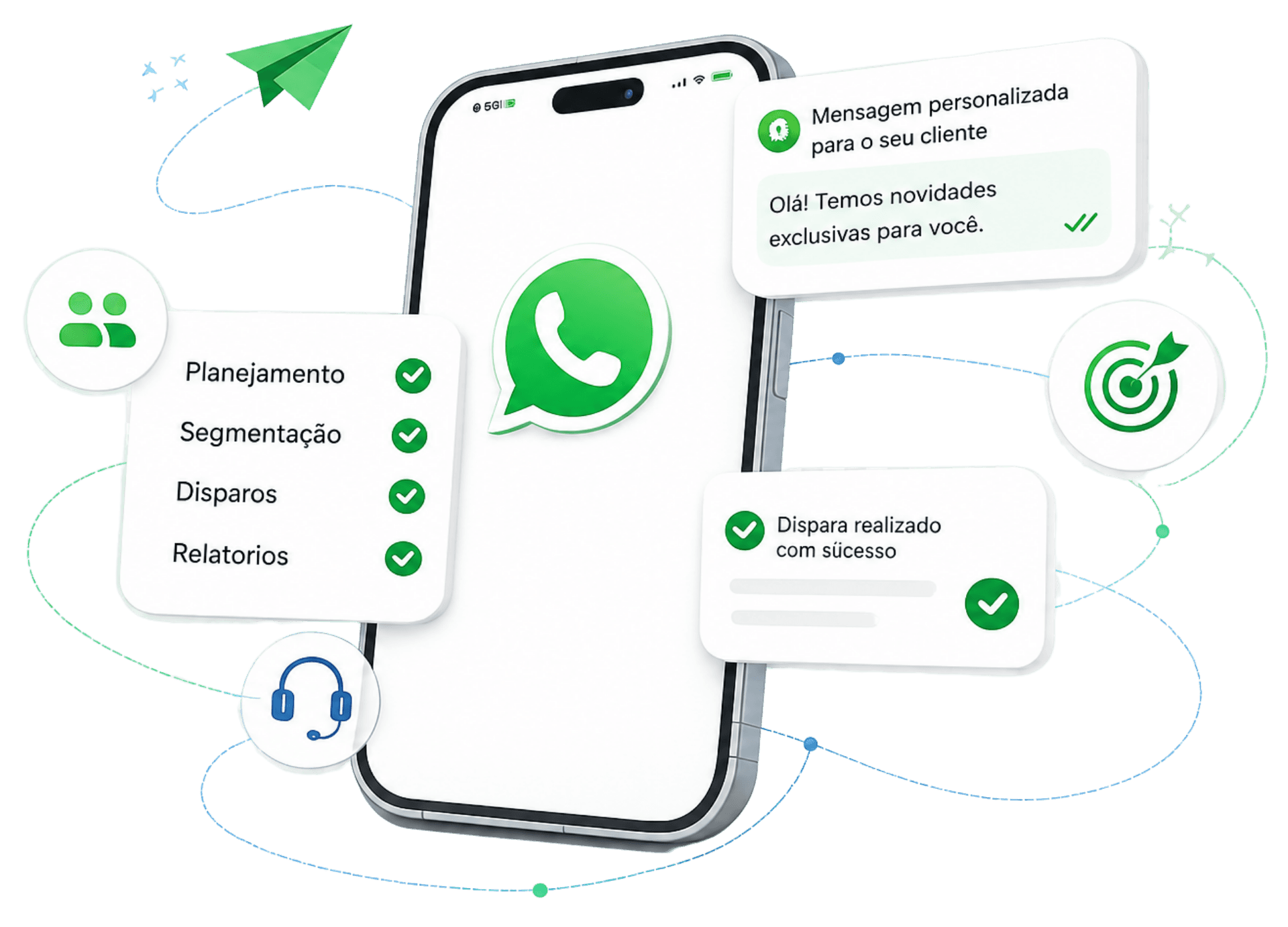 Ilustração de campanha WhatsApp com API Oficial